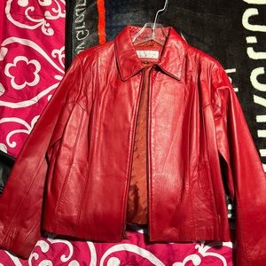 Women’s Red Leather Short Jacket